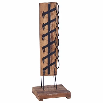 Solid Teak Wood Wine Rack for 6 Bottles Holder Organiser Furniture vidaXL - image 1 of 4