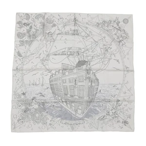 HERMES Carre90 Flagship Size 90 Silk Blanc/Black/Grease - Picture 1 of 6