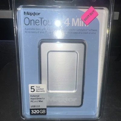 NEW Maxtor Onetouch 4 Mini 320 GB USB 2.0 External Portable Hard Drive - Image 1 of 2