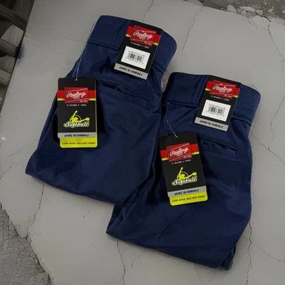 Lot of 2 Rawlings Low Rise Girl’s S Small Belted Softball Pants Navy NWT - Image 1 of 4
