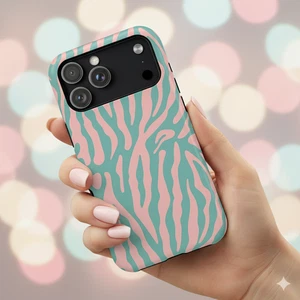 Handyhüllen, Animal Print Rosa Mint Design, Trendige Schutzhülle, Lebendig - Bild 1 von 9