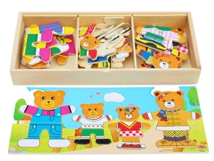 TOWO Holz Bear Family Dress up Puzzle Box-Sortierung und passendes Puzzle Puz... - Bild 1 von 6