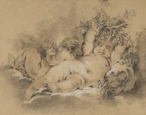 Francois Boucher Two Putti With Grapes Canvas Print 16 x 20    # 6329 - Picture 1 of 4