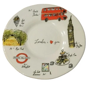 Anthropologie Linea Carta London I Love You 8 1/2" Dessert Bread Plate Dish - Picture 1 of 7