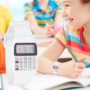 Silicone Multi Time Electronic Wrist Calculator Watch - Picture 1 of 33