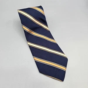 Nautica Neck Tie Mens Navy Blue Yellow Stripe Silk USA Length 58" Width 3.5" - Picture 1 of 10