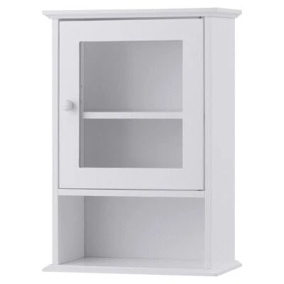 Bathroom Wall Mounted Adjustable Hanging Storage Medicine Cabinet-White - Color: - Image 1 of 4