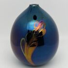Douglas Becker Art Glass Oil Diffuser Lamp Blue Iridescent 1993 Signed 5.25”H
