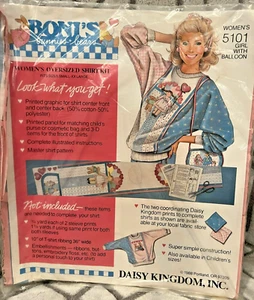 Daisy Kingdom 'Girl with Balloon' Oversized Sweatshirt Sewing Fabric S-XXL - Picture 1 of 5