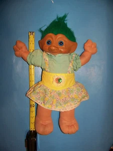 Treasure Troll Doll Vintage 1991 (16") Green Hair & Gem with Blue Eyes - Picture 1 of 5