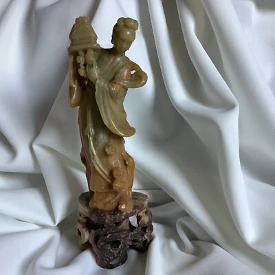 Raro Antiguo Chino Guanyin Dama Kwanyin Tallado a Mano Shoushan Estatua Figura Arte Foto 1 de 4