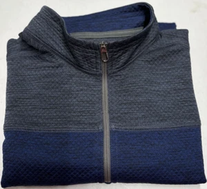 G.H. Bass - Sportswear - Herren Large - Struktur - Langarm - 1/4-Reißverschluss - Blau & Grau - Bild 1 von 7