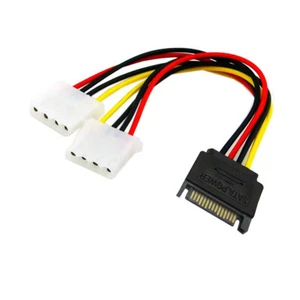 J33 SATA Kabel Adapter Stromkabel 15pin auf 2x 4pin SATA zu IDE HX SATA PC 20cm  - Afbeelding 1 van 8