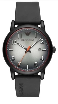 Nuevo reloj para hombre Emporio Armani esfera gris y plateada 43 mm negro LTHR AR11176 Foto 1 de 4