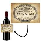 PERSONALISED WINE BOTTLE LABEL STICKER MERRY CHRISTMAS VINTAGE SHABBY CHIC- B30