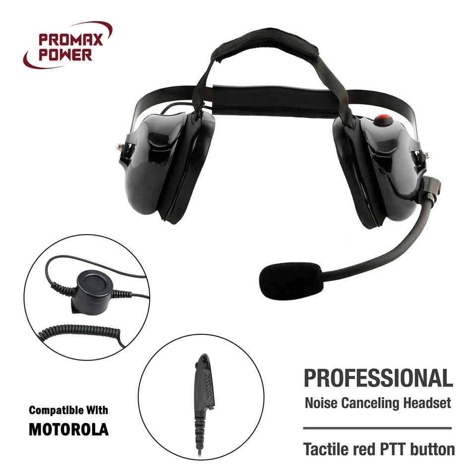 Professional Noise Cancelling Dual Muff Racing Headset for Motorola HT750 HT1250 - Image 1 of 4