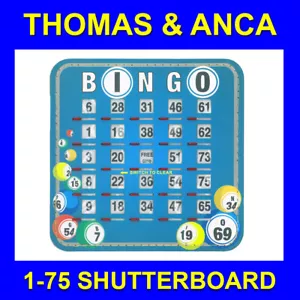 Bingo Shutter card board 1-75 Reusable Bingo Ticket for Bingo Machines Games 10 - Picture 1 of 4
