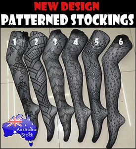 Sexy Fishnet Patterned Stockings Tights Pantyhose Pattern Ladies Women Black - Picture 1 of 3