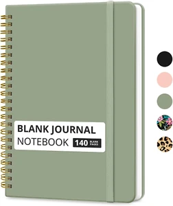 Blank Spiral Journal Notebook for Women & Men, 140 Pages, Sketch Book, Plain Not - Picture 1 of 7