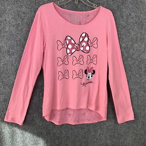 Disney Minnie Mouse Sleep Top Girls XL 16-18 Pink With Semi Sheer Back Hi-Low