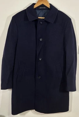 Vintage St Michael Mens 46” Balmacaan Overcoat Pure Wool Navy Made in UK 1980s - Image 1 of 4