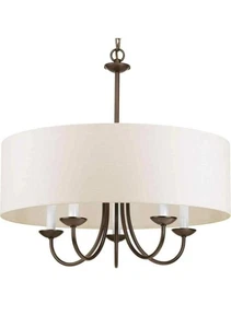 Progress Lighting 5-Light 21-1/2 in. Farmhouse Chandelier White Textured Linen - Picture 1 of 1