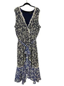 Robe maxi sans manches col V bleu à fleurs femme Lane Bryant taille 26 - Photo 1/12