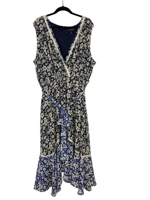 Maxi Vestido Lane Bryant Mujer Talla 26 Azul Floral Sin Mangas Cuello en V Foto 1 de 4