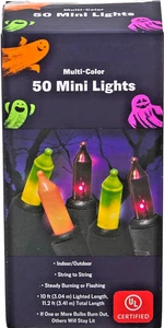 Multi-Color 50 Mini Lights Indoor/Outdoor String-to-String Steady or Flashing - Picture 1 of 2