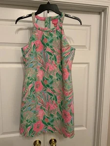 LILLY PULITZER Sophelia Halter Shift Dress Girl's 16 "Coming in hot" Print Pink - Picture 1 of 8