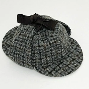Glen Appin Harris Tweed Deerstalker Mütze mittelgrau kariert Wolle Sherlock-Stil - Bild 1 von 11