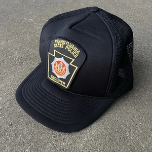Vintage Pennsylvania State Police Mounted Trooper Snapback Hat Black Cap w/ Rope - Picture 1 of 3