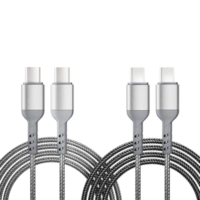 Paquete de 5 cables trenzados súper rápidos de 65 W USB-C a tipo C para iPhone 15/16/17 3 pies 5 pies Foto 1 de 3