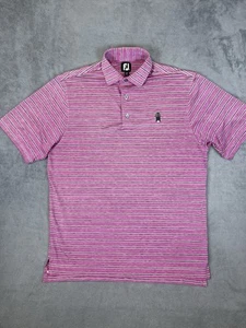 Footjoy Polo Shirt Mens Large Pink Stripped Golf Performance Athletic Stretch - Picture 1 of 9