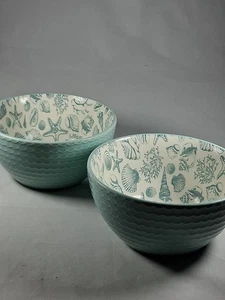 PFALTZGRAFF  VENICE 2 SOUP/CEREAL BOWL COASTAL DESIGN SEASHELL'S 6" Round. - Picture 1 of 11