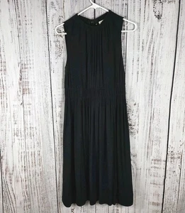Kate Spade Black Halter Crepe Midi Dress Size 6 Sleeveless Pockets Elastic Waist - Picture 1 of 8