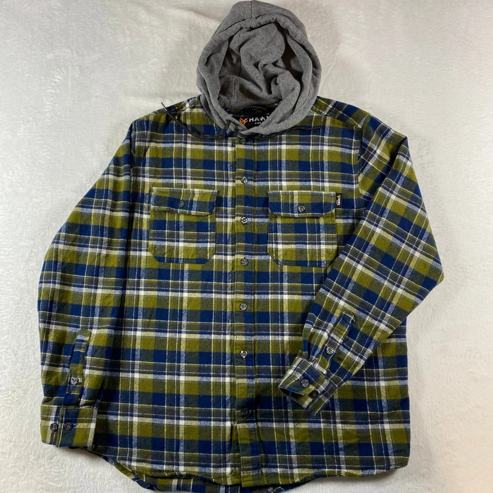 Sudadera con capucha HAWX Work Gear para hombre de franela a cuadros con botones talla S Foto 1 de 4