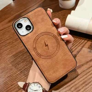 Luxury Leather Texture iPhone case - 2 Sim card - Magsafe wireless charging - Picture 1 of 12