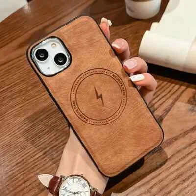 Luxury Leather Texture iPhone case  - 2 Sim card - Magsafe wireless charging - Image 1 of 4