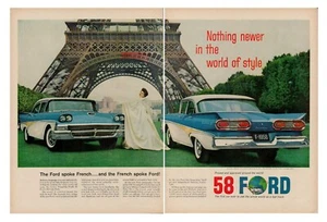 1957 Ford Fairlane Paris France Eiffel Tower Vintage Print Ad French Designers - Picture 1 of 1