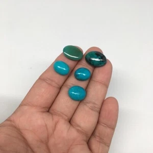 36.5 cts, 5pcs, Natural Oval Flat Bottom Chrysocolla Cabochons @Mexico,Lot37 - Picture 1 of 7