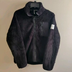 Calvin Klein Performance Teddy Zip Mock Jacket Black Coat - Size M - Picture 1 of 16