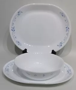 Corning Corelle Blue White "Provincial Blue" 8½" Serving Bowl & 2 ~12¼" Platters - Picture 1 of 5