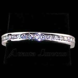 2MM CHANNEL SET ROUND CLEAR CZ ETERNITY WEDDING BAND_SIZE-8__925 STERLING SILVER - Picture 1 of 4