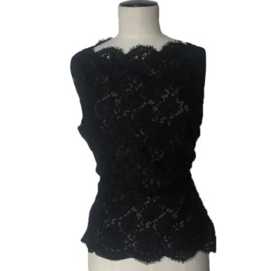 Top de encaje drapeado negro Valentino talla 12 Foto 1 de 4