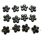 200 strass fleur acrylique noir à dos plat avec trou à coudre sur perles couture 12 mm couture
