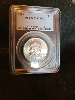1959 PCGS MS63FBL FRANKLIN HALF FULL BELL LINES - Image 1 of 4