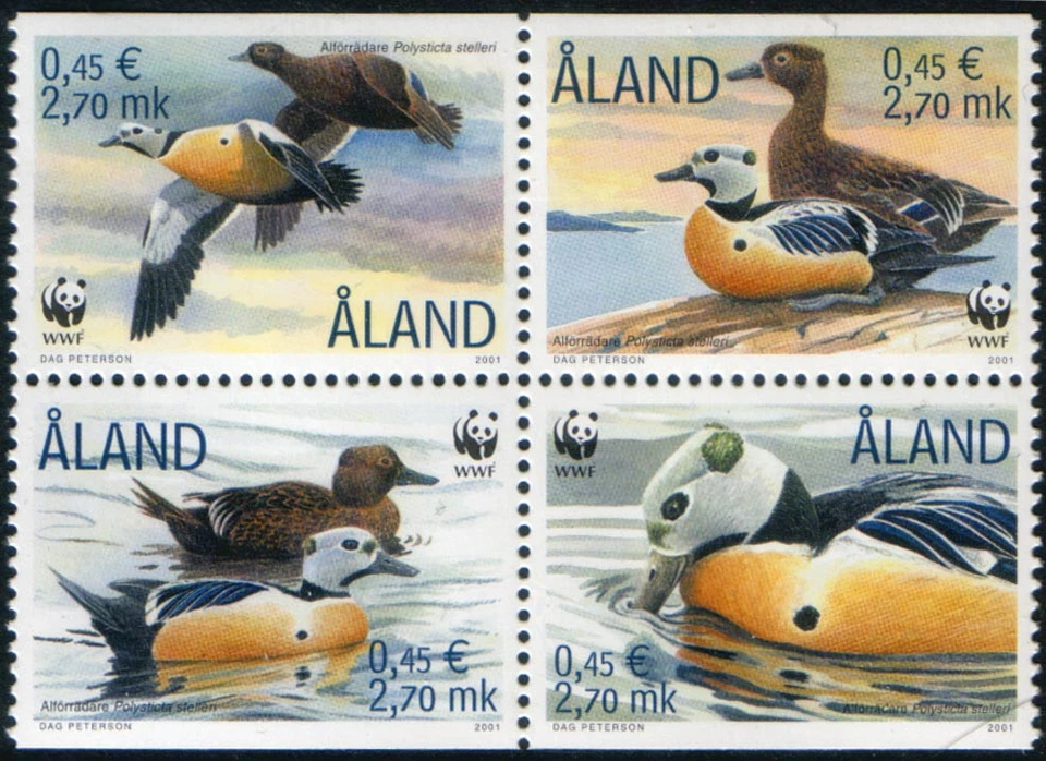 Aland Finland 2001, WWF, Steller's Eider, MNH - Image 1 of 1