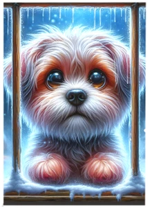 1/1 * PUPPY IN WINDOW * Custom ACEO * Novelty * LIMITED EDITION * ART Card - Picture 1 of 2