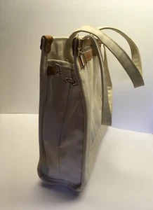 Thick Canvas Leather Trim Shoulder Tote Bag Purse - Picture 1 of 12